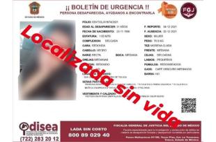 Identificada con el nombre de Mayra Jazmín de 31 años