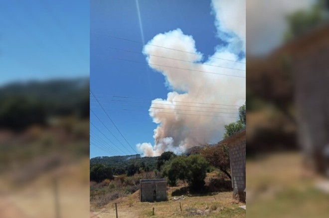 Incendio en Temascaltepec genera una densa columna de humo visible desde el Valle de Toluca.