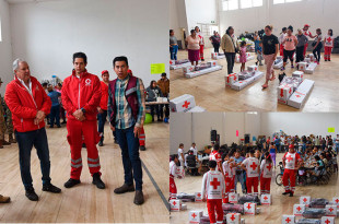 Cruz Roja Mexicana, a través de su Delegación Estado de México, entregó ayuda humanitaria damnificados por intensas lluvias que provocaron desbordamientos de ríos, deslaves y afectaciones