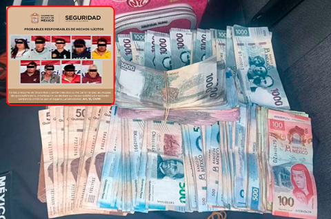 Operativo en carreteras de San José del Rincón deja nueve detenidos ligados a un grupo criminal; autoridades aseguraron casi 180 mil pesos y presunta droga.