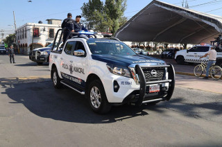 Policía de Barrio de San Mateo Atenco durante labores de vigilancia.