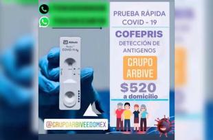 Venta pruebas Covid-19 en redes sociales