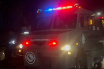 Camión blindado tipo Rino de la Policía Federal Ministerial que trasladó a Hernán Bermúdez Requena al Cefereso “Altiplano”