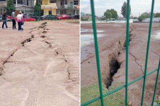 Los colonos llamaron a Protección Civil hacer una inspección para conocer la profundidad y si representa un riesgo