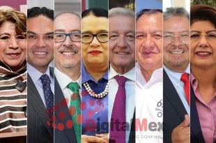 Delfina Gómez, Enrique Vargas, Carlos Eduardo Barrera, Rosa Icela Rodríguez, AMLO, Óscar González, Norberto Morales, Mariela Gutiérrez 