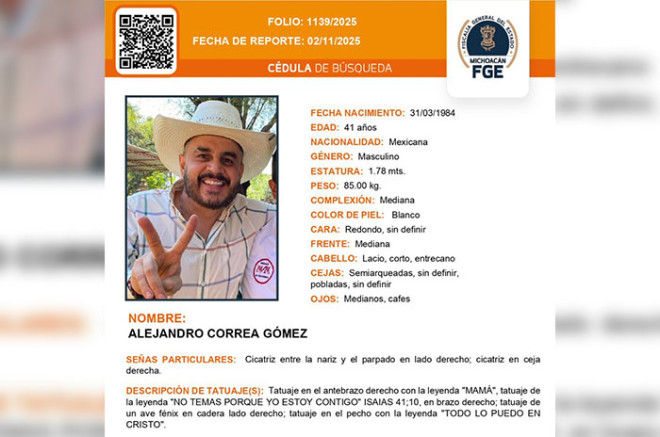 La FGE de Michoacán activó ficha de búsqueda tras su desaparición en Tierras Coloradas; se teme por su integridad.