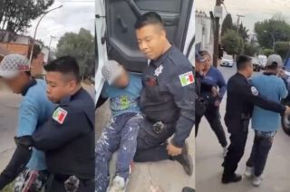 Los policías de la unidad con número económico 073733 interceptaron al jovencito en la calle Ahuehuetes.