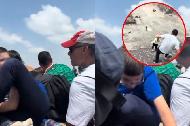 Turistas permanecen sometidos en la Pirámide de la Luna durante el ataque armado.