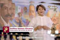 Delfina Gómez en mensaje previo a su informe