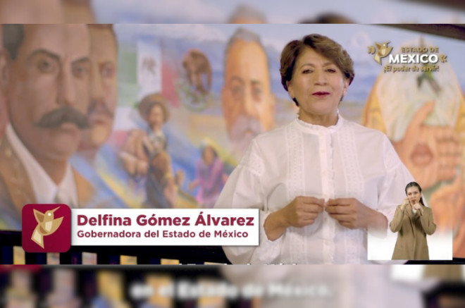 Delfina Gómez en mensaje previo a su informe