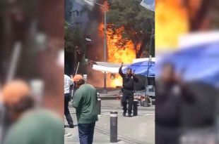 #Video: Incendio de camión con gas LP provoca explosiones, en #Tlalpan