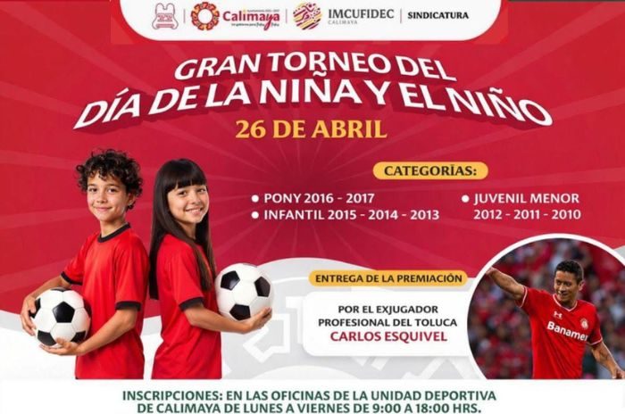 Autoridades de Calimaya presentan el Gran Torneo del Día de la Niña y el Niño.