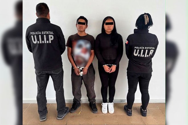 Sergio “N”, de 30 años, y Araceli “N”, de 18, fueron detenidos en Palo Solo y presentados ante el Ministerio Público de Huixquilucan.