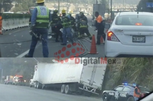 #Video: Tráiler se lleva poste de luz en la México-Toluca: tránsito lento