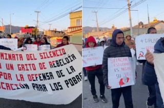 Esta caminata silenciosa exige, a través de las pancartas que cuelgan de sus cuellos, una audiencia resolutiva en la que se atiendan sus demandas y preocupaciones.