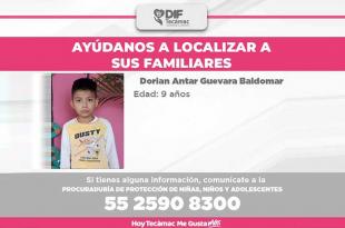 Se extravió al salir solo de su casa en Tecámac