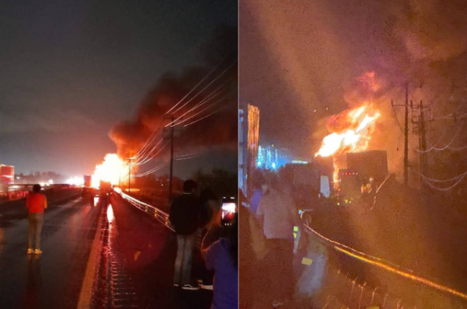 Tráiler se incendia tras accidente en el CEM