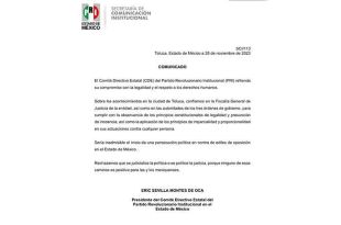 El PRI calificó como &quot;inadmisible&quot; el inicio de una persecución política en contra de ediles de oposición en el Estado de México.