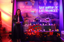 Nelly Carrasco Godínez, secretaria de Cultura y Turismo, en la inauguración del corredor en Toluca