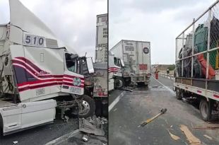 Brutal choque de tráileres y camión de carga en Circuito Exterior Mexiquense