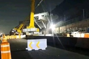  trabe de concreto quedó meciéndose de manera peligrosa en el tramo, a la altura de La Virgen.