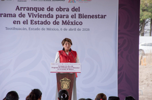 La gobernadora Delfina Gómez Álvarez encabezó el arranque del programa Vivienda para el Bienestar en Teotihuacán.