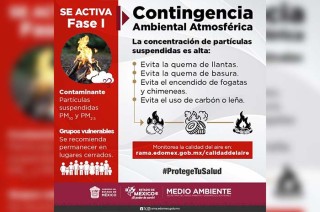 Exhortan a la población a no quemar llantas, ni realizar fogatas, no usar pirotecnia y reducir el uso del vehículo.