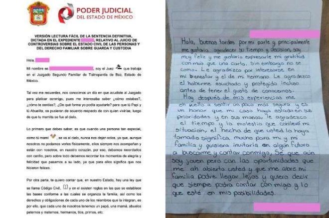 Las niñas o niños contestan la sentencias con cartas y dibujos de agradecimiento