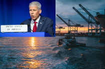 Chris Wright, secretario de Energía de EE. UU., durante la conferencia en Miami donde anunció que Estados Unidos supervisará la venta del petróleo venezolano.