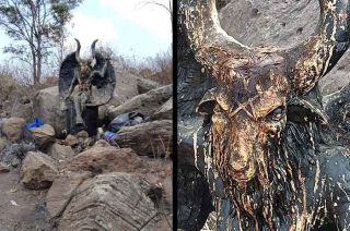La figura fue relacionada con “Baphomet”, quien presenta el rostro de una cabra, el cuerpo de un hombre y unas enormes alas.