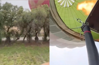 Vista en primera persona del descenso irregular del globo aerostático