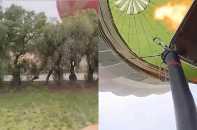 Vista en primera persona del descenso irregular del globo aerostático