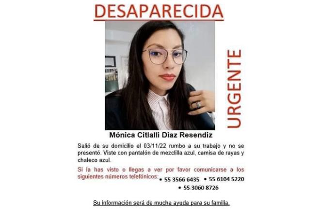 Mónica Citlalli Diaz salió de su casa el pasado 3 de noviembre y no ha vuelto.