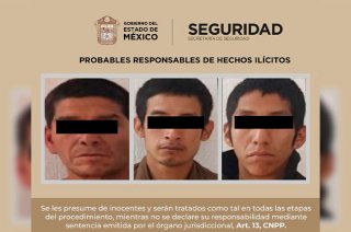 Jaime “N”, José “N” y Mario “N” fueron trasladados al Centro de Justicia de Tenancingo, donde se determinará su situación jurídica.