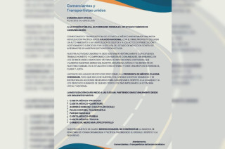 Convocatoria difundida por comerciantes y transportistas del Estado de México