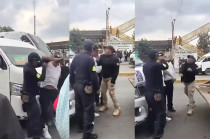 Momento en que la agente pierde el control y abofetea al conductor, hecho que dividió opiniones en redes sociales.