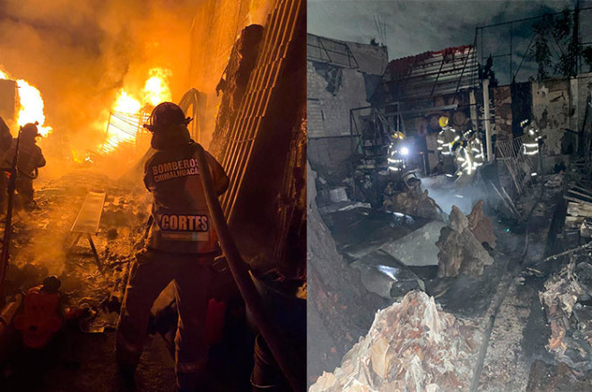 El siniestro consumió gran parte del inmueble y causó daños materiales sin dejar personas lesionadas.