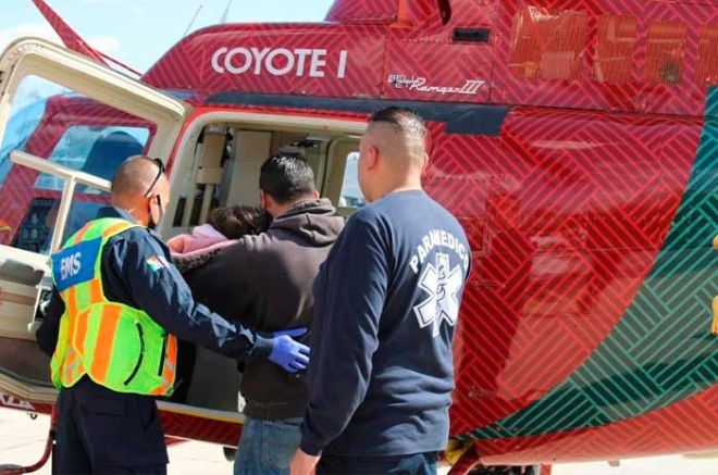 La niña acompañada de su padre tuvo que ser trasladados en el helicóptero Coyote l 