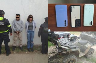 Pareja detenida en San José del Rincón con arma larga, droga y una cuatrimoto con reporte de robo.