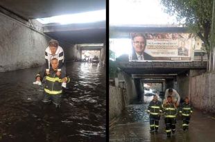 El agua alcanzó cerca de un metro de altura y dejó atrapados a los automovilistas.