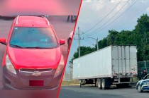 Una caja de tráiler robada y un automóvil Chevrolet Spark con reporte de robo fueron asegurados.