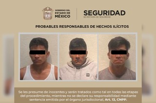 Los efectivos detuvieron a Jorge “N” de 35 años, José “N” de 27 años y Jorge “N” de 18 años de edad, quienes fueron trasladados a la Agencia del Ministerio Público correspondiente.