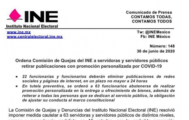 INE ordena a funcionarios del #Edomex no hacer promoción personal
