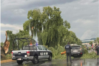 Policías estatales resguardan la zona afectada