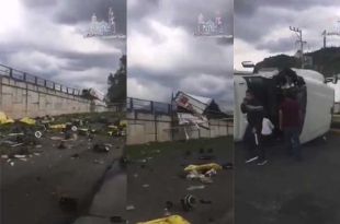 #Video: ciudadanos rescatan a chofer de tráiler volcado en Atlacomulco