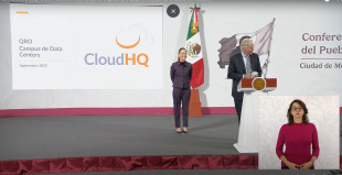Anuncio de Claudia Sheimbaum y Marcelo Ebrard del campus de CloudHQ , IA en México.