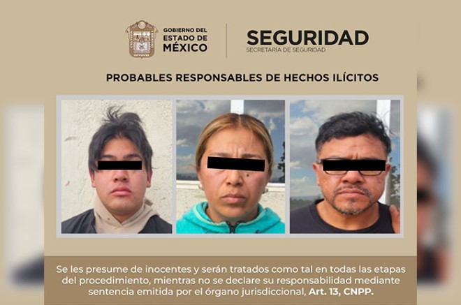 Julio “N” Diego “N” y Consuelo “N”, así como un menor de 17 años, junto con los tres vehículos, fueron puestos a disposición de la autoridad correspondiente.