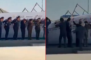 Video: Viento derriba estructura en acto militar, con Delfina Gómez presente