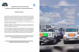 Transportistas de agua del Edoméx anuncian protestas este lunes