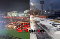 Espuma blanca y encharcamientos en la avenida Alfredo del Mazo